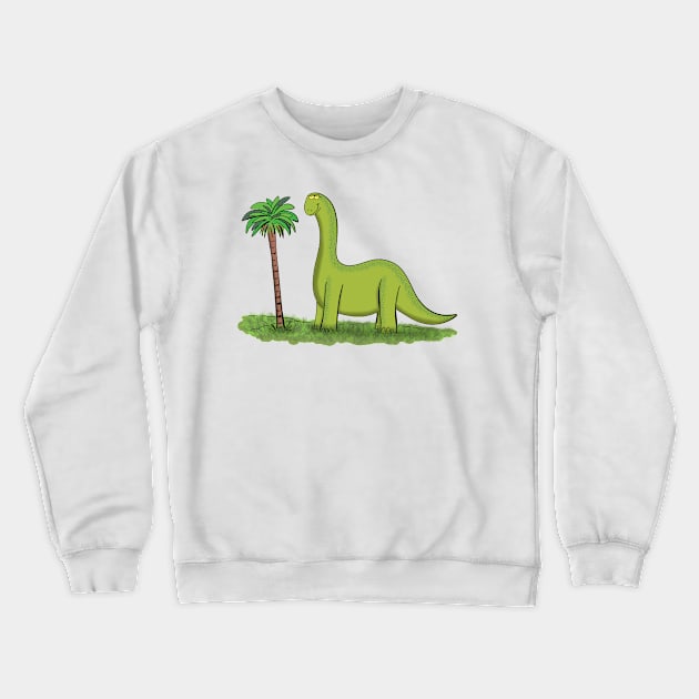 happy brontosaurus dinosaur cartoon Crewneck Sweatshirt by FrogFactory